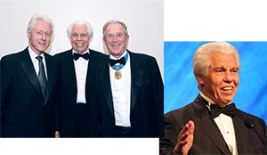 William F. Austin with President Bush and President Clinton